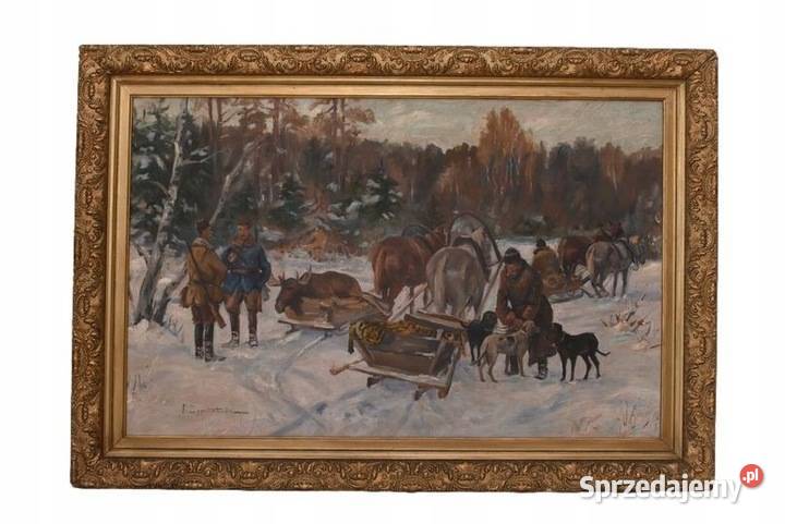 I ZYGMUNTOWICZ Wyprawa Na Polowanie Zima Stary Kraków
