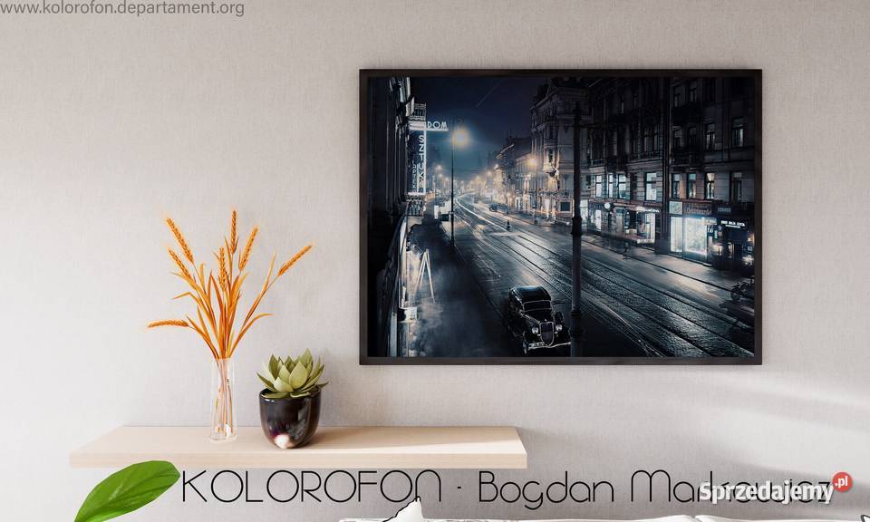 Plakat starej Warszawy z lat 20stych w kolorze Dekoracje i ozdoby Warszawa