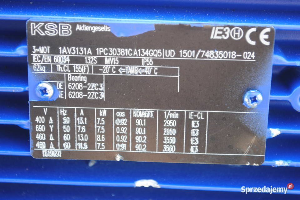 Pompa do wody KSB z silnikiem 75kw 2950obrmin Pozostałe Kargowa sprzedam