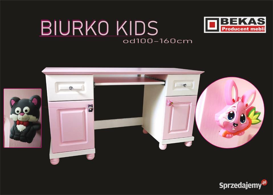 Biurko KIDS Małej Księżniczki Białe Różowe PINK 62cm sprzedam