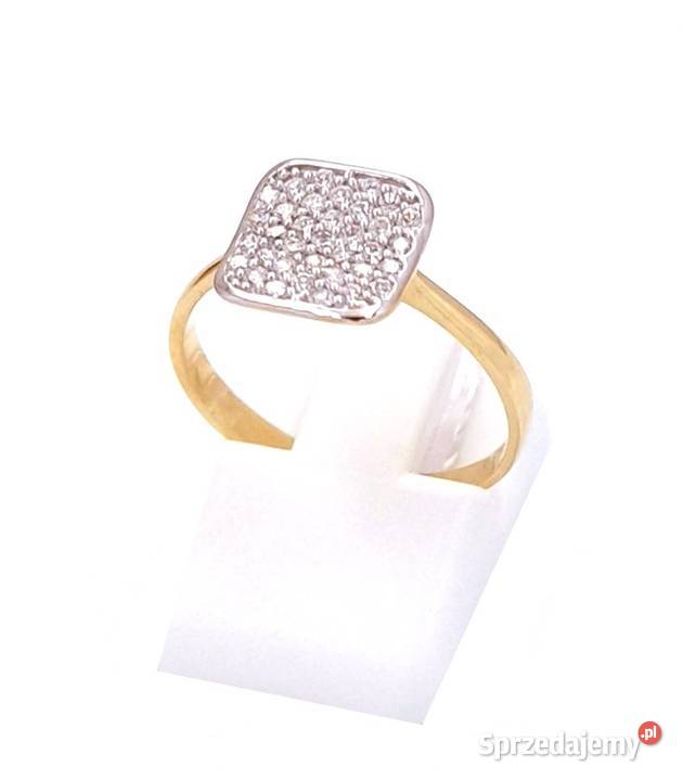 Pierścionek r14 Złoty pr585 Glamour kwadrat Z858 Poznań