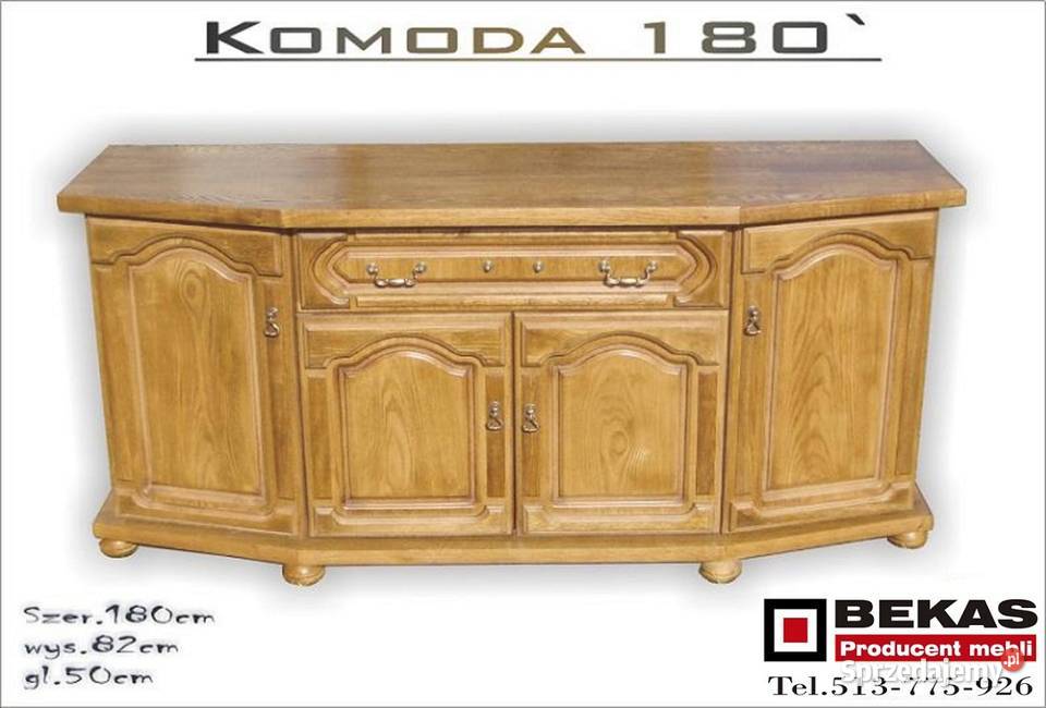 Nowa Stylowa Komoda 180 Bekas Dąb Lakierowany Chojnice