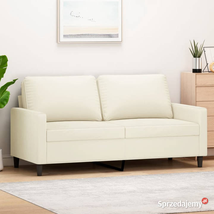 Sofa 2osobowa kremowy 140 tapicerowana aksamitem sprzedam