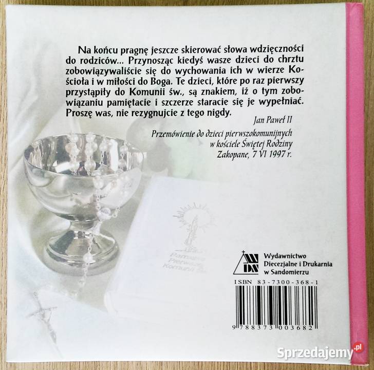 Pamiątka Pierwszej Komunii Świętej Książka Rok wydania 2004 Kraków sprzedam
