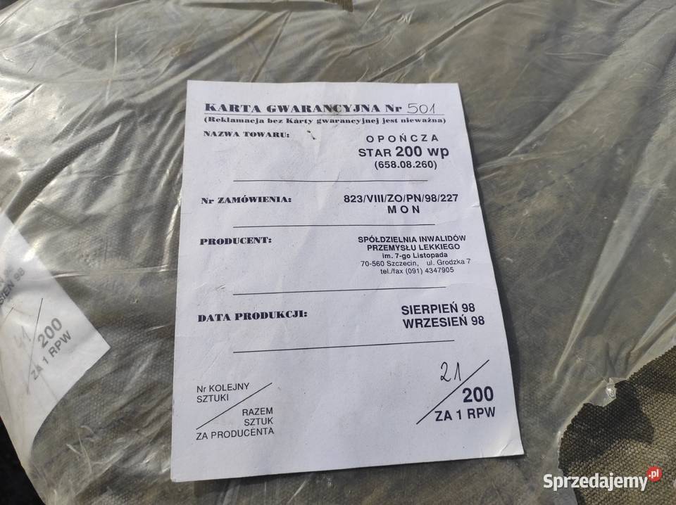 Plandeka brezentowa do Stara 200 nowa