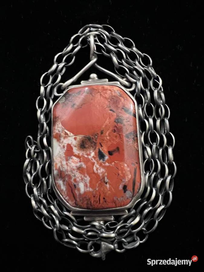 Srebrny wisior z kamieniem jaspis czerwony sprzedam