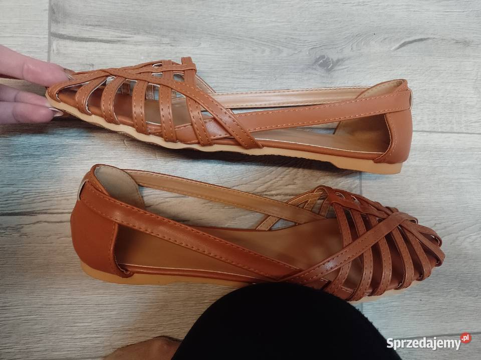 4344 Brązowe baleriny wieczorowe na szeroką inna Kraków