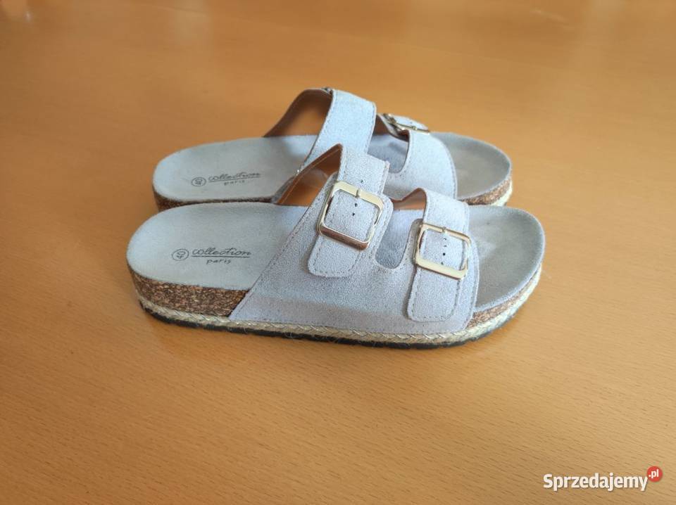 klapki birkenstock szare skóra zamsz klamry na Kielce