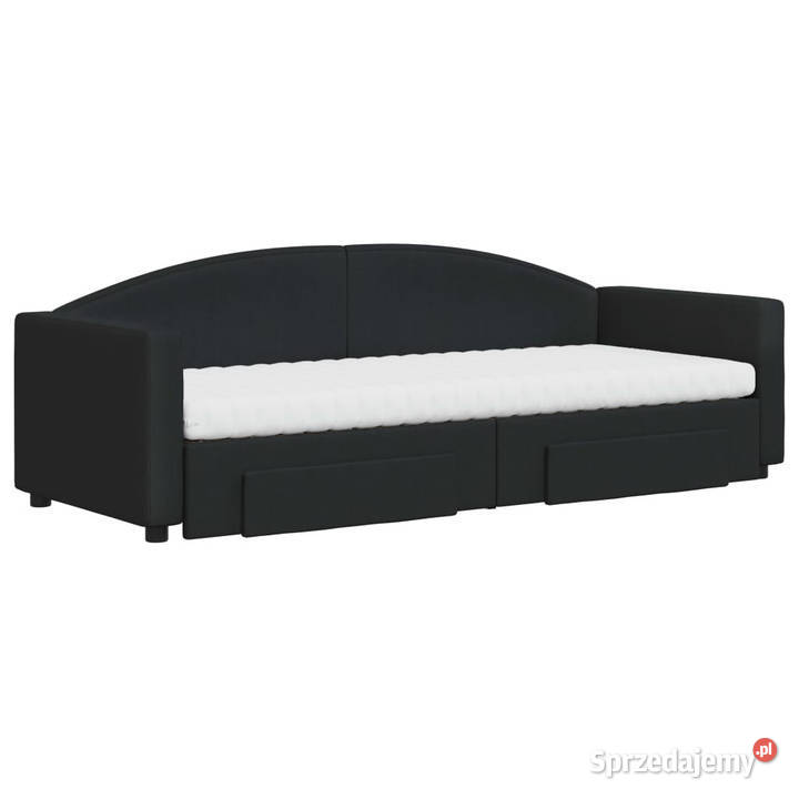 Sofa rozsuwana z szufladami czarna tkanina Warszawa