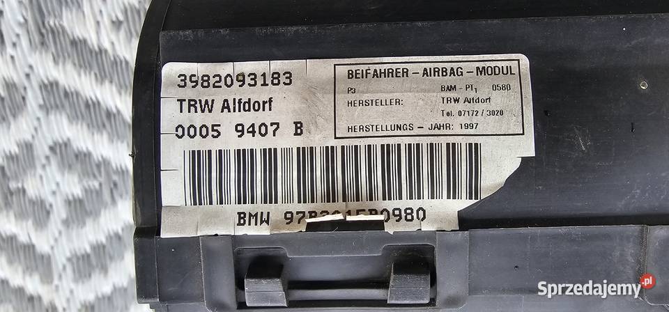 bmw e36 328i 97 poduszki Aibag 3 Książenice