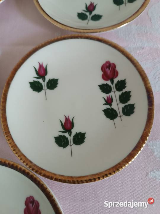 Małe talerzyki z różą porcelana Winterling Gorlice