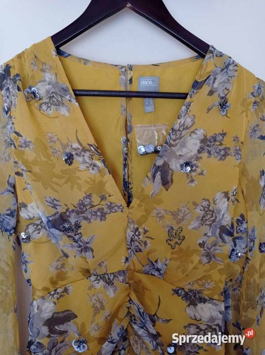 Musztardowa sukienka mini marki ASOS Hajnówka