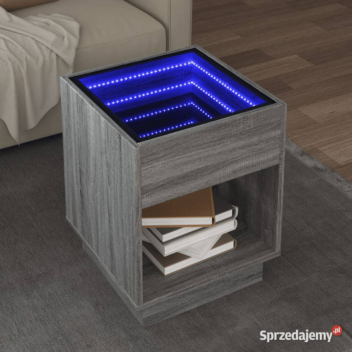 Stolik kawowy z LED Infinity szary dąb sonoma Stoły Warszawa