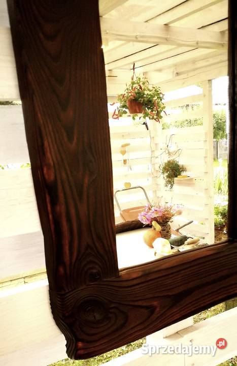 Lustro drewniane vintage opalone postarzone Lustra Radków