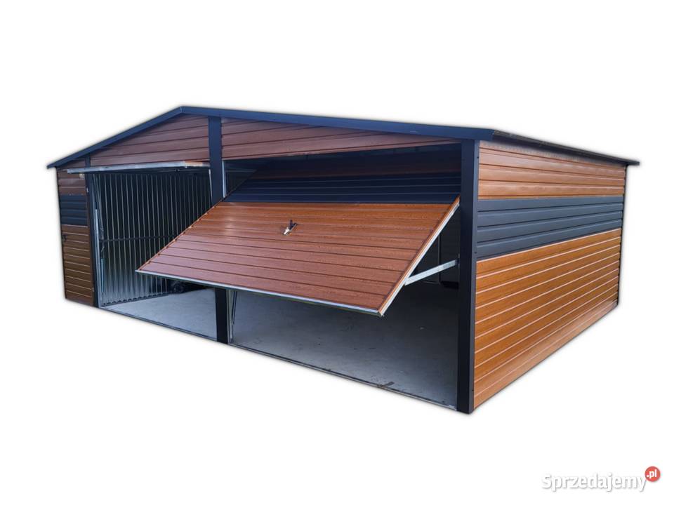 Garaż Blaszany 7x6m Dwuspadowy Dach Bramy