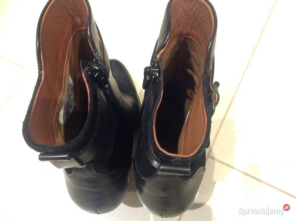 Botki Skórzane Damskie Czarne 36 Skóra naturalna Nowa Sól