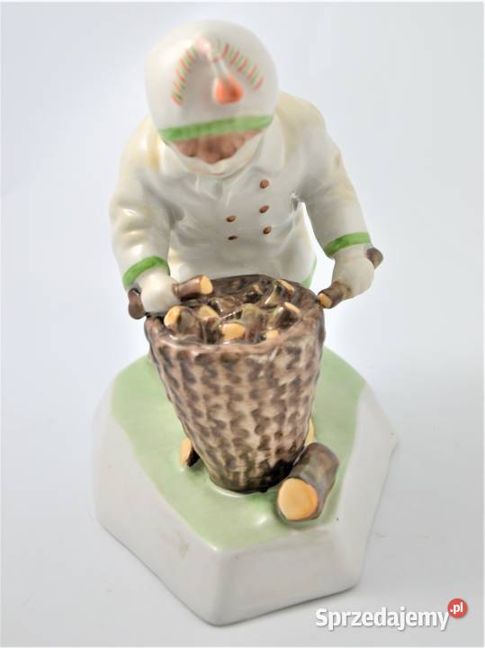 Dziecko z koszem drewna art deco Sinkó Zsolnay Warszawa