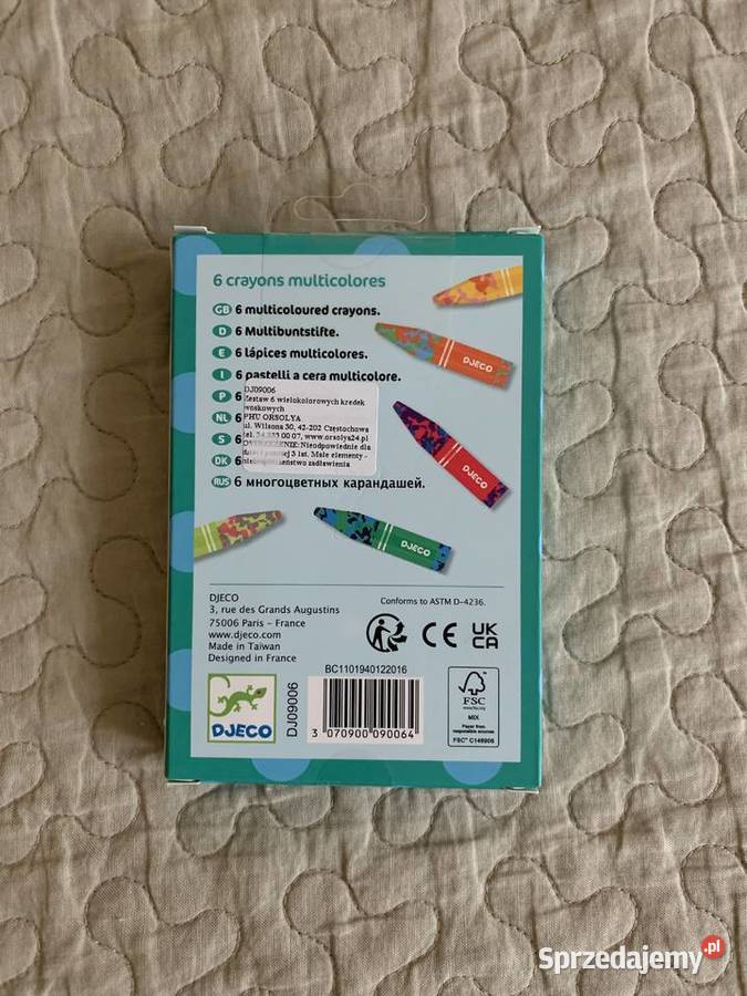 Nowe wielokolorowe kredki woskowe 6 Djeco Artykuły szkolne Warszawa