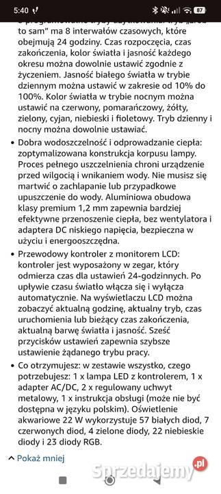 Oświetlenie akwariowe LED Bełchatów sprzedam