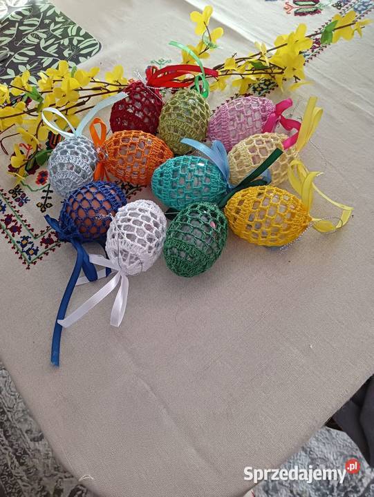Koszulki szydełkowe na jajka siateczki wielokolorowy Bolesławiec
