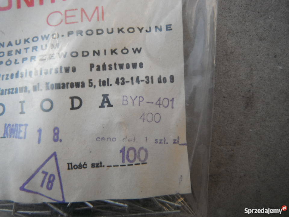Dioda prostownicza BYP401 400 Nowe 1A 400V mazowieckie Chlewiska