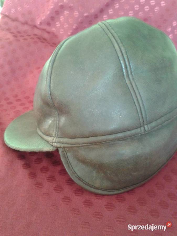 Czapka zimowa z daszkiem skórzana z nausznikami Dla mężczyzn Galanteria i dodatki Łódź