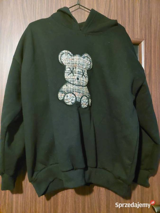 Bluza czarna z kapturem miś i cyrkonie Nowa XXL Rozmiar 44(XXL) Wrocław