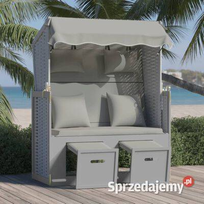 vidaXL Kosz plażowy z poduszkami rattan PE i Leżaki i leżanki