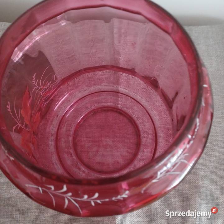 Malowany recznie szklany wazon misa i przykrywką Wrocław