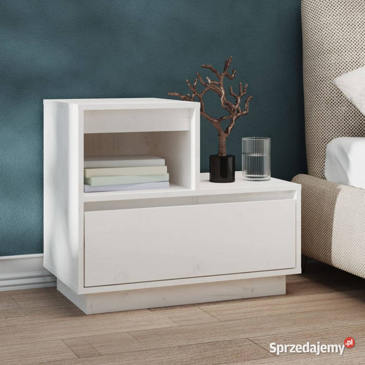Szafki nocne 2 białe 60x34x51 lite drewno Warszawa