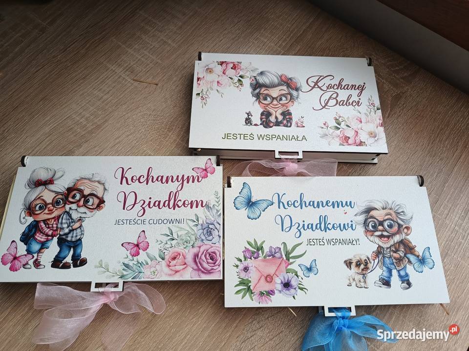Drewniane pudełko z czekoladą Babci i Dziadka sprzedam