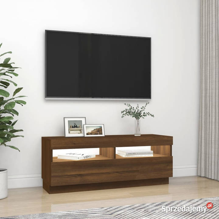 Szafka pod TV z oświetleniem LED brązowy dąb Warszawa