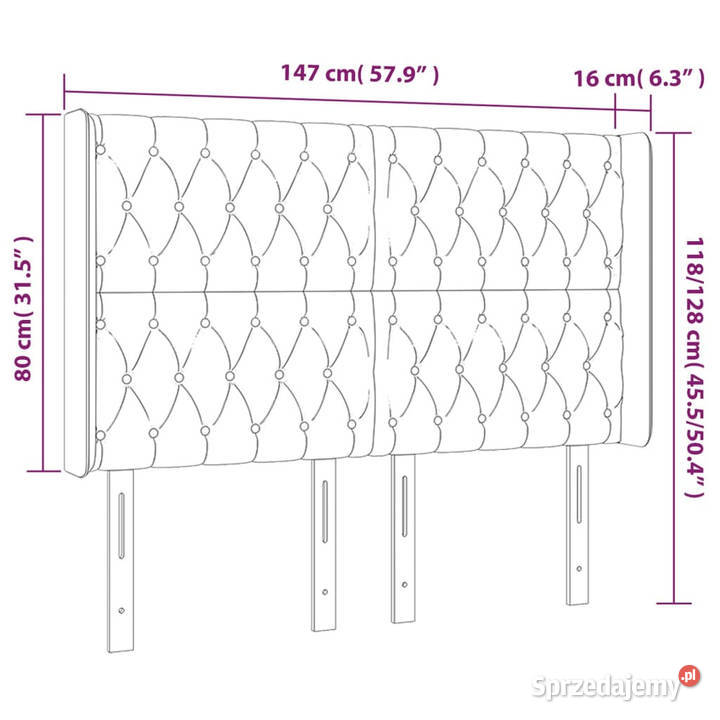 Zagłówek do łóżka z LED jasnoszary 147x16x118128 Warszawa sprzedam