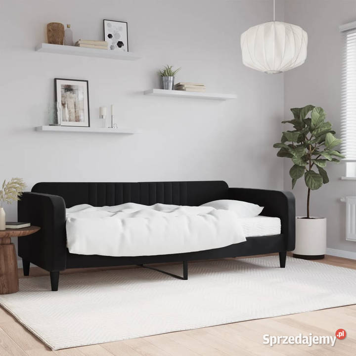 Sofa z materacem do spania czarna aksamit 90x200 Warszawa