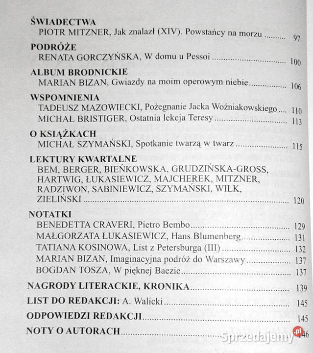 Zeszyty literackie 12112013 S Barańczak Ewa lubelskie Chełm sprzedam