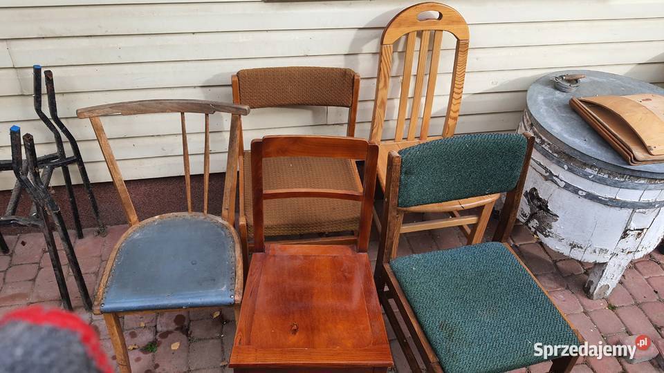 Krzesła drewniane PRL 5 zestaw Lublin