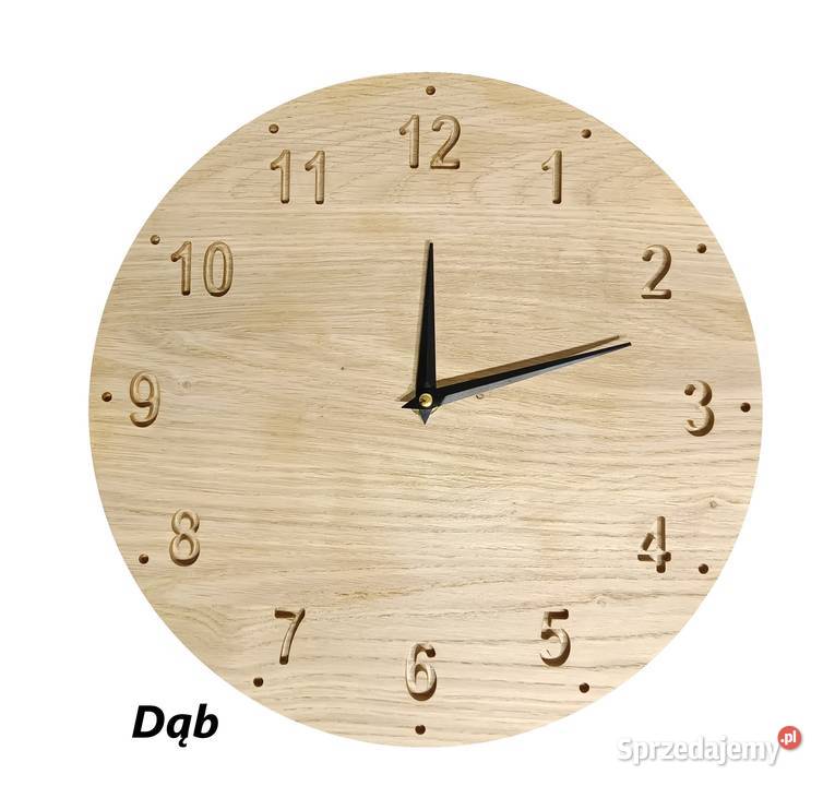 ZEGAR DREWNIANY DĘBOWY naturalny Średnica około ścienny Blachownia