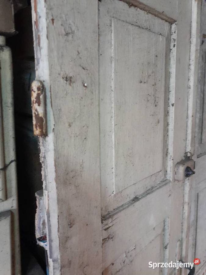 Stare drewniane podwójne drzwi zabytek antyk Dąbrowa Górnicza