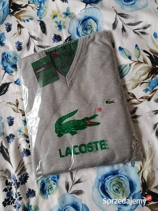 Sweter bawełniany Lacoste Vneck klasyczny