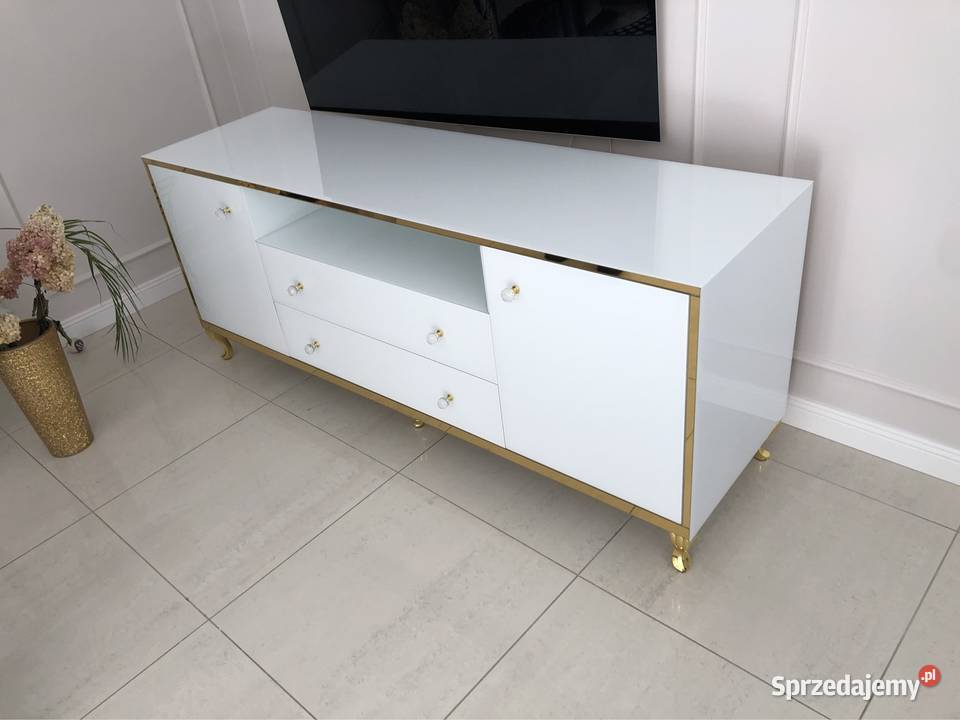 Komoda RTV biała złota gałka kryształ noga sprzedam