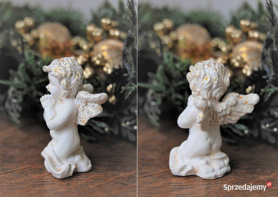 Anioł aniołek klęczący biały figurka żywica lubelskie