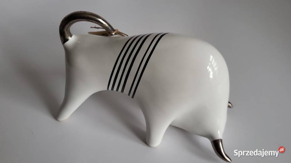 Byk Figurka Byczek ceramiczny ręcznie malowany Sierakowice