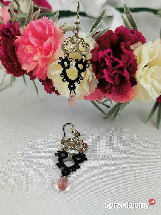 Kolczyki frywolitkowe Wiśniowa