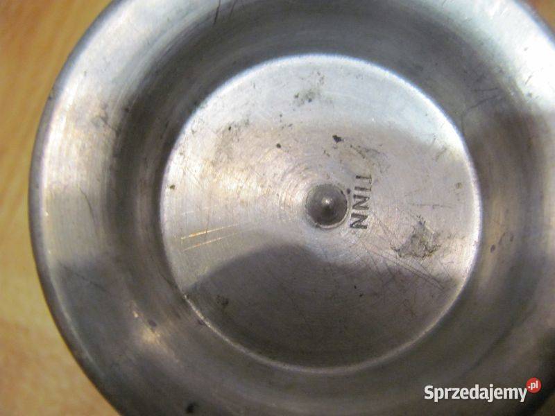 Stary sygnowany świecznik cynowy norsk tinn Zamość