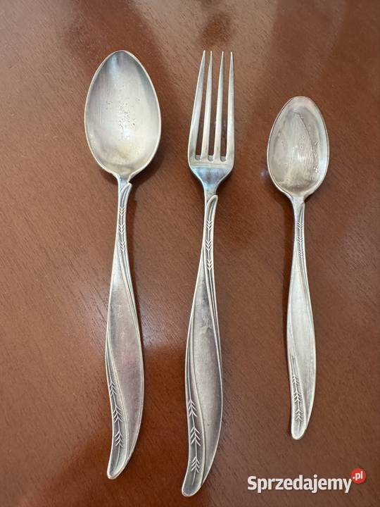 Antyki sztućce fraget srebrne 3 sztuki PRL lata Częstochowa