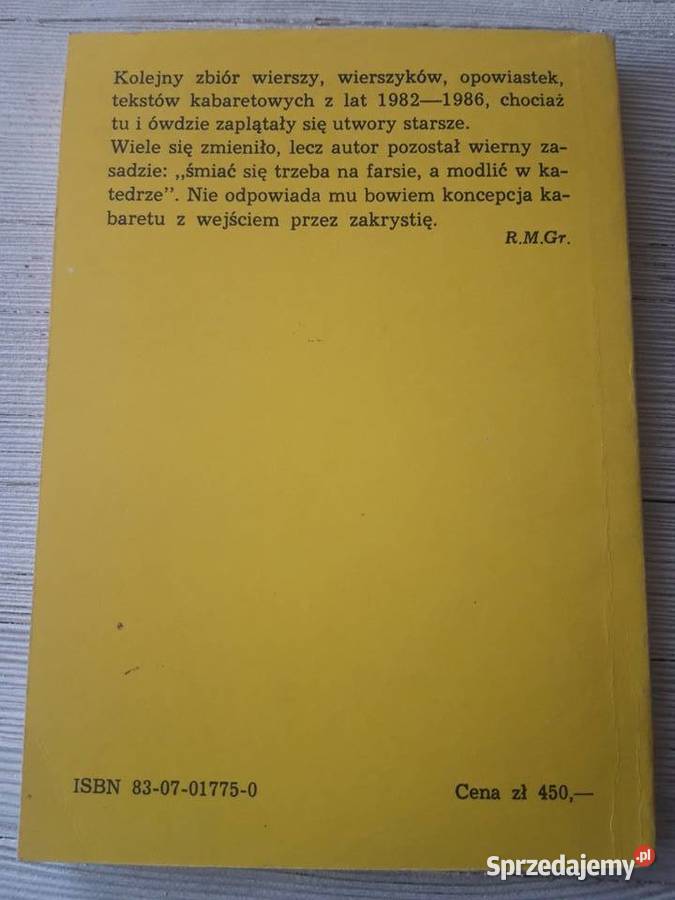 Kabareciarz Ryszard Marek Groński CZYTELNIK 1989 Antykwariat Antykwariat Bielsko-Biała