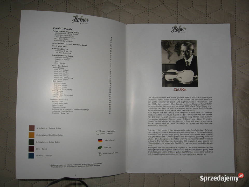 Hofner 2022 Confidental guitar catalog katalog pomorskie Kępice