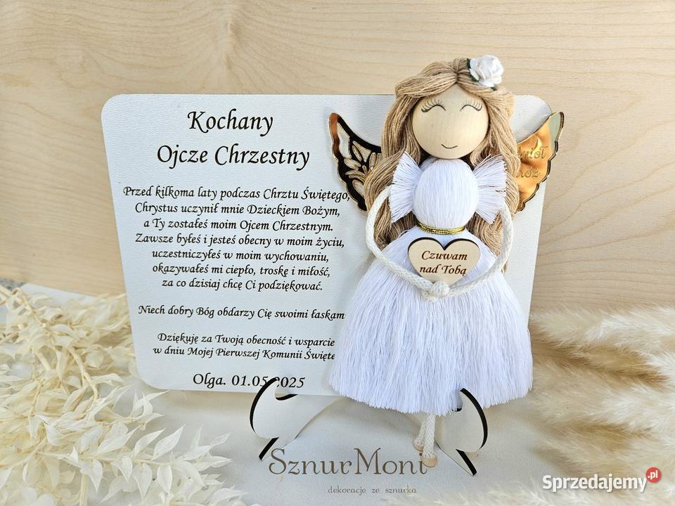 Podziękowanie chrzestnych dziadków na komunię Ostrożeń Drugi