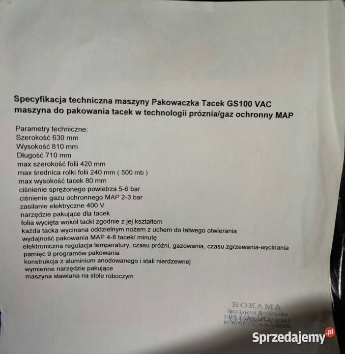 Pakowaczka Tacek GS100 VAC maszyna do pakowania Puck