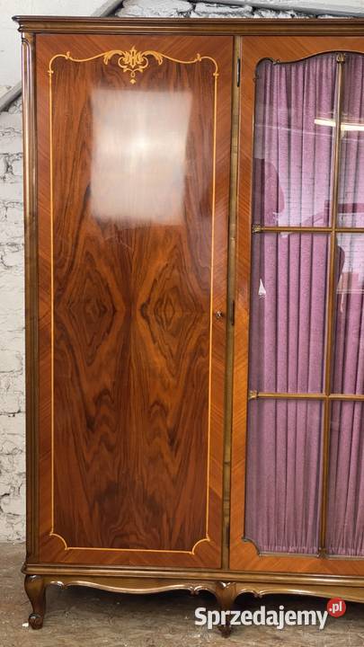 Barokowa szafa pięciodrzwiowa z witryną intarsje zachodniopomorskie Budno